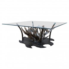 Square glass top coffee table